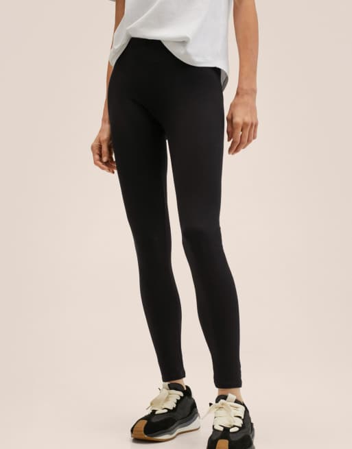 Mango - Geribbelde legging in zwart