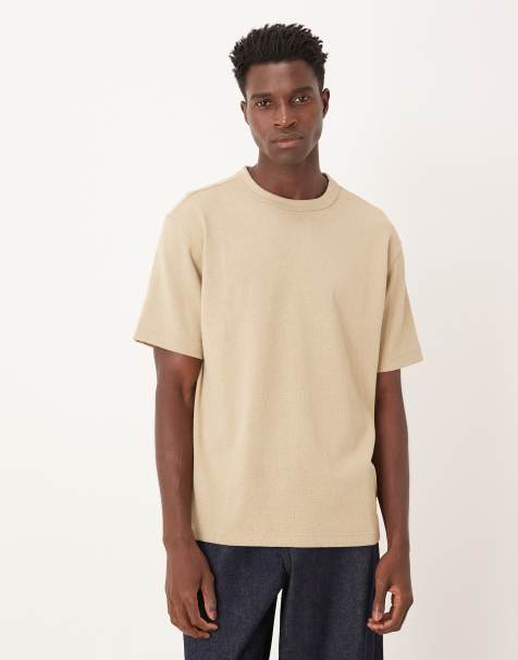 Mango – Geripptes T-Shirt aus Feinstrick in Beige - view 1