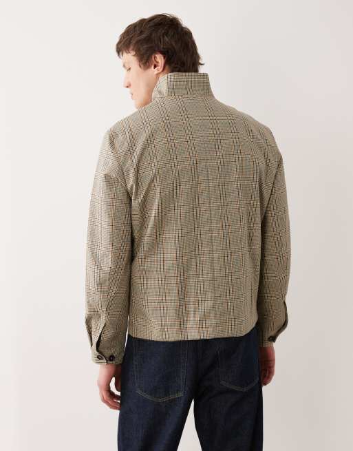Mango - Geruit Harrington jack van 100% katoen in beige, 3 van 5
