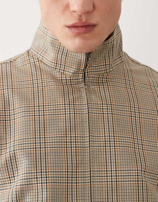 Mango - Geruit Harrington jack van 100% katoen in beige, 5 van 5