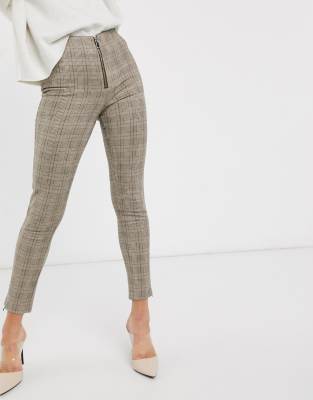 Mango - Geruite broek met ritssluiting in grijs | ASOS