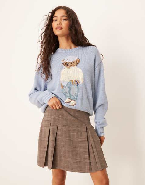 Mango - Geruite mini rok met plooien in bruin - view 1