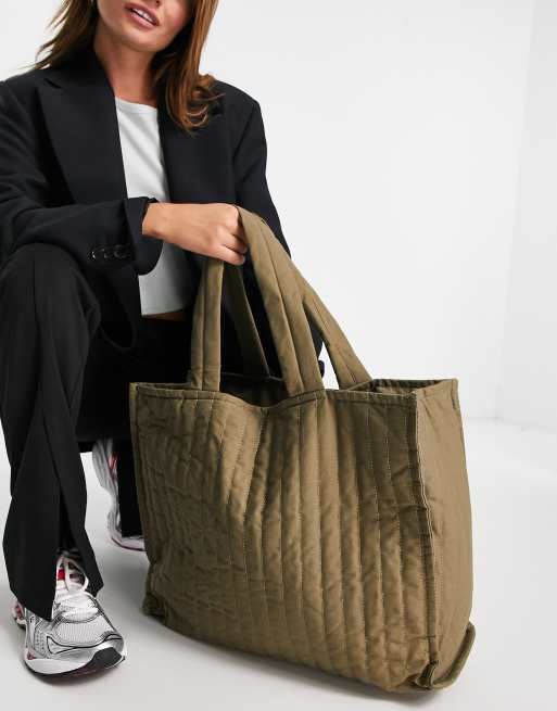 Mango – Gesteppte Tragetasche in Khaki, 3 von 4