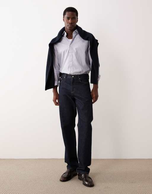 Mango - Gestreept katoenen overhemd in blauw, 2 van 5