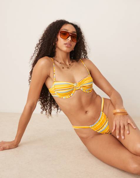 Mango - Gestreepte bikini in geel - view 1