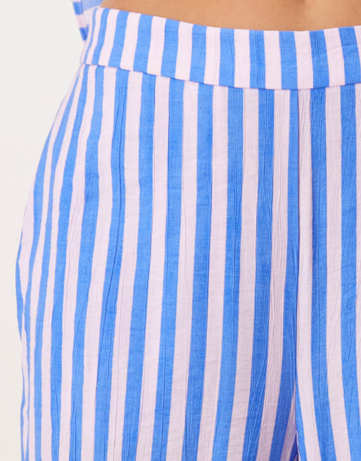 Mango – Gestreifte Schlupfhose aus Baumwolle in Blau und Rosa, Kombiteil, 4 von 5