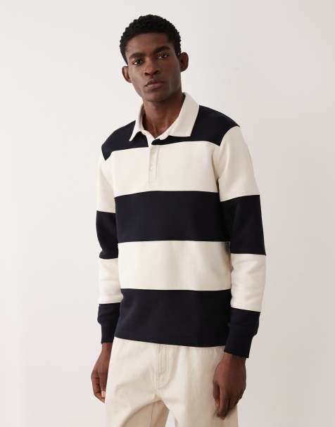 Mango – Gestreiftes Polohemd aus Jersey in Blau und Weiß - view 1