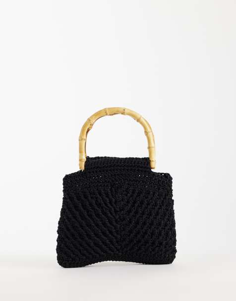 Mango – Gestrickte Handtasche in Schwarz - view 1