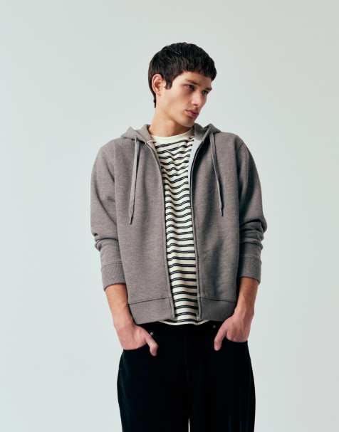 Mango – Gestrickter Kapuzenpullover in Hellgrau - view 1