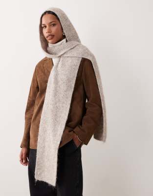 Mango - Gestrickter Rundschal in Hellbeige-Neutral