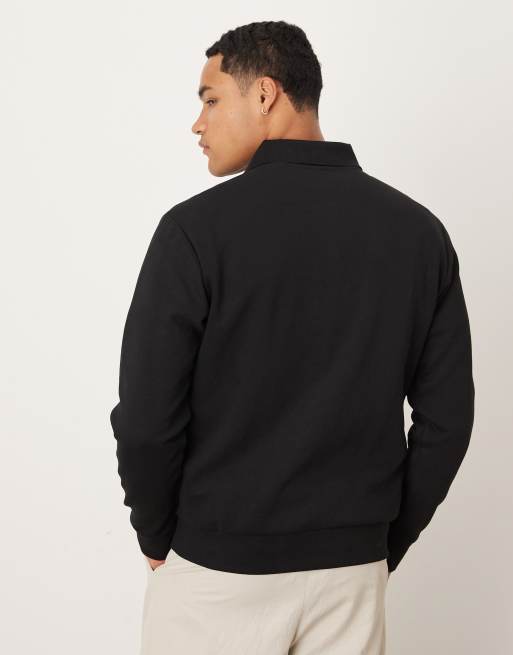 Mango – Gestricktes Polo-Oberteil in Schwarz aus Baumwollmix mit Knopfleiste, 3 von 5
