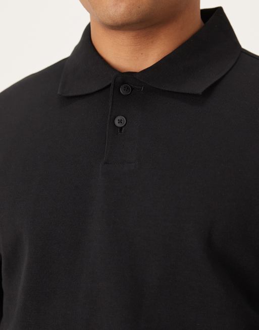 Mango – Gestricktes Polo-Oberteil in Schwarz aus Baumwollmix mit Knopfleiste, 5 von 5