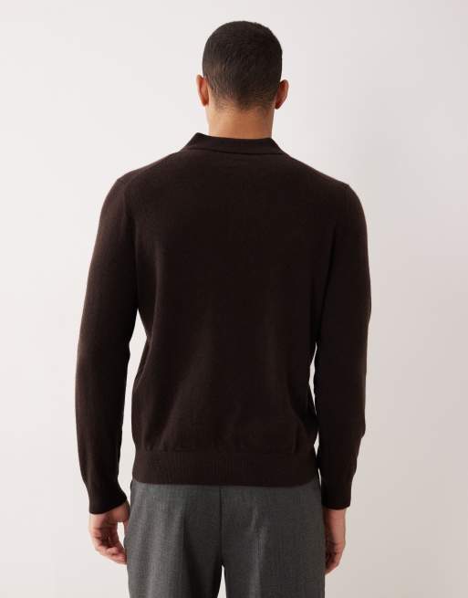 Mango – Gestricktes Polohemd aus 100% hochwertigem Kaschmir in Tiefbraun, 3 von 5