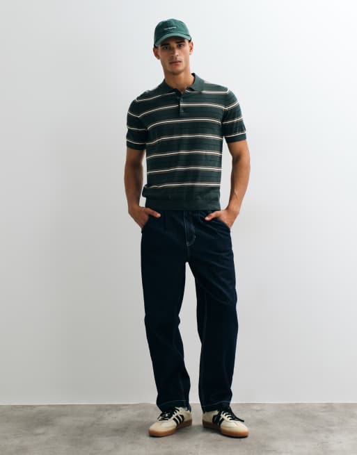 Mango gestricktes Poloshirt mit grünen Streifen, 4 von 5