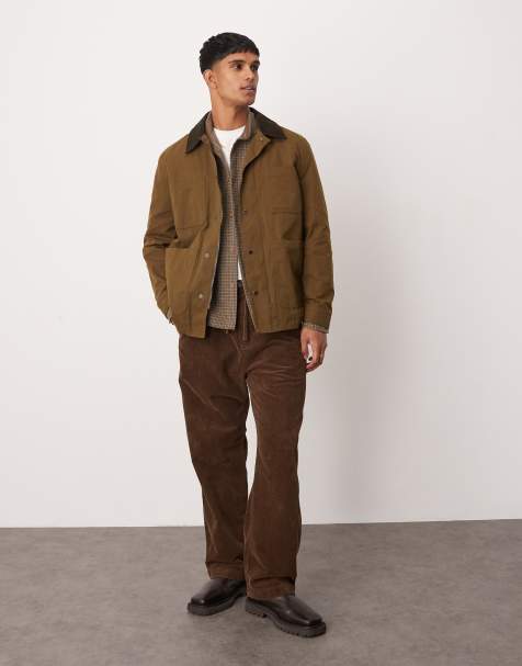 Mango – Gewachste Jacke in Khaki mit Kontrastkragen und Knopfleiste - view 1