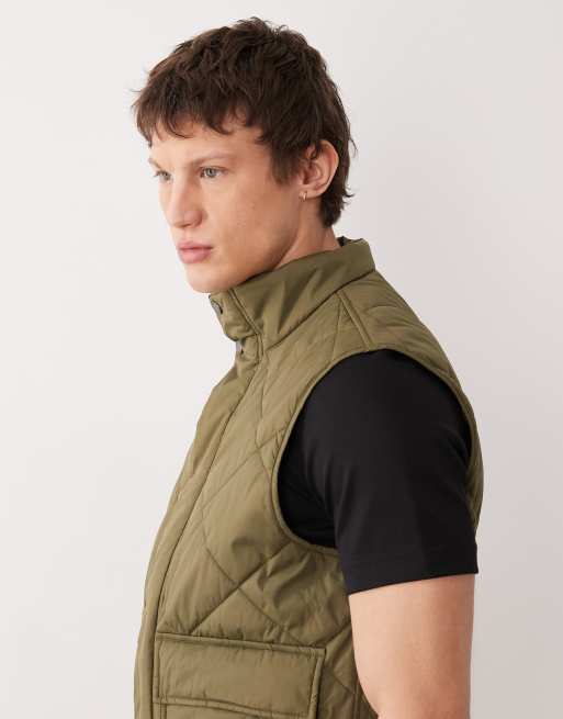 Mango - Gewatteerde bodywarmer met zakken aan de voorkant in kaki, 4 van 5