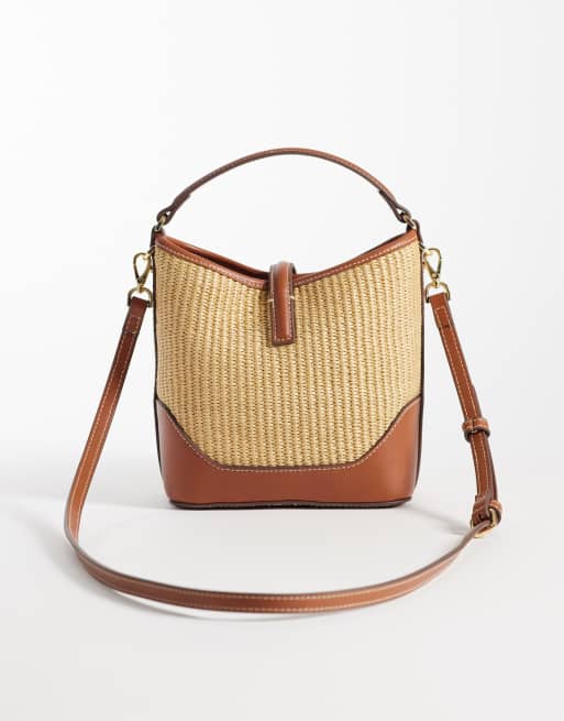Mango – Gewebte Beuteltasche in Beige mit Schnalle, 4 von 4