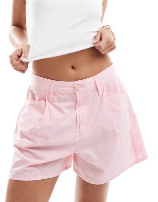 Mango - Gewebte Shorts in verwaschenem Rosa mit geradem Schnitt