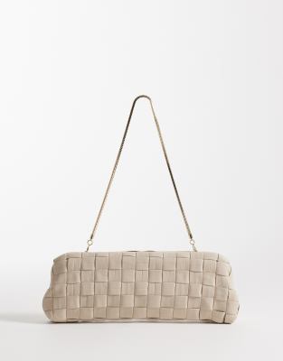 Mango - Gewebte Tasche aus Kunstleder in Hellbeige-Neutral