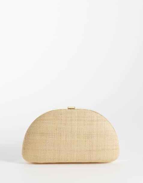 Mango - Geweven clutch in beige - view 1