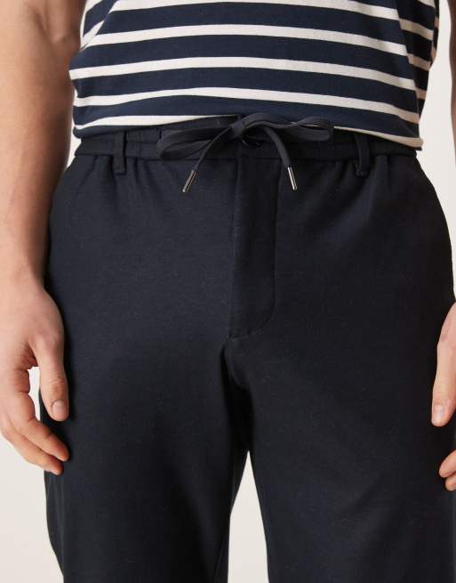 Mango - Geweven joggingbroek in marineblauw, 4 van 5