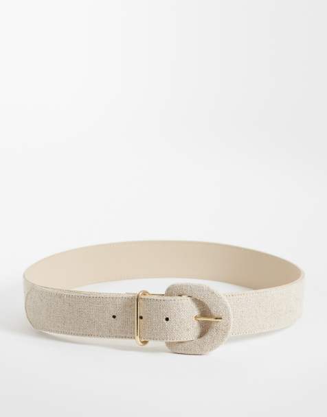 Mango - Geweven riem in lichtbeige - view 1