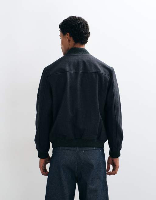 Mango giacca bomber in lana 100% antracite, 4 di 5
