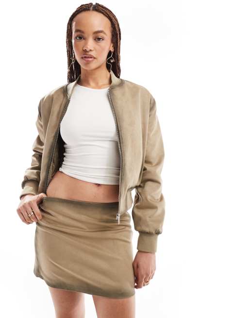 Mango - Giacca bomber oversize color cuoio in coordinato