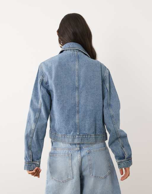 Mango - Giacca di jeans in 100% cotone blu con bottoni, 4 di 4