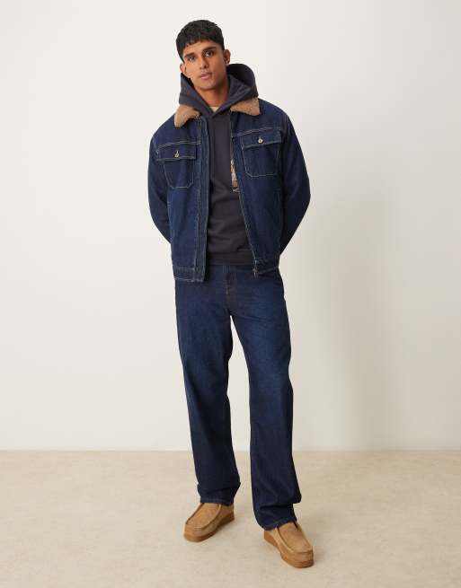 Mango Giacca di jeans in denim scuro con dettaglio a camicia