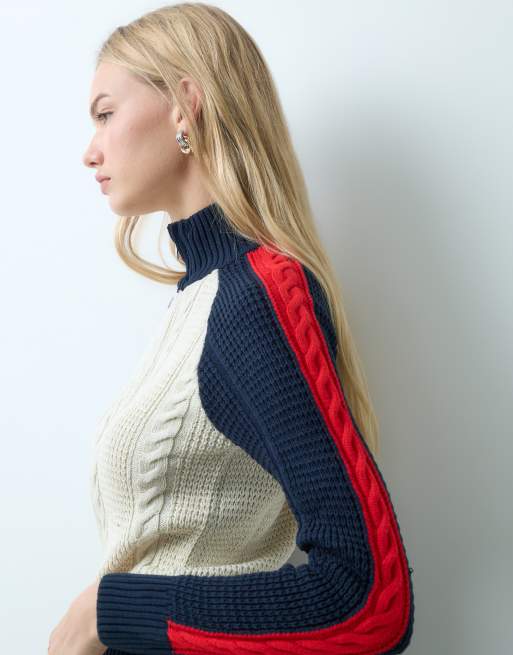 Mango giacca in maglia accollata con chiusura con zip multicolore, 4 di 4