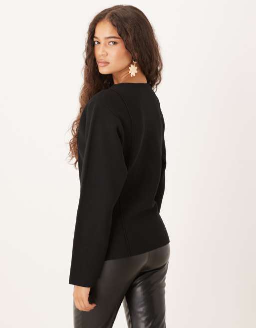 Mango - Giacca in maglia compatta nera con bottoni decorativi, 2 di 4