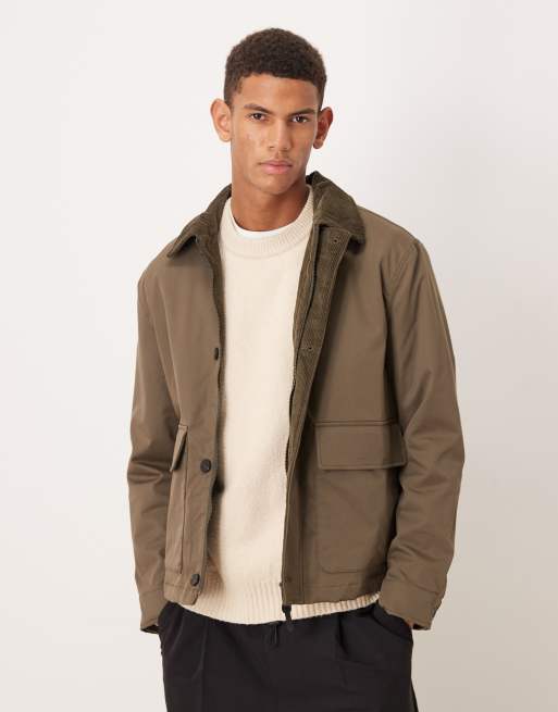 Mango - Giacca in misto cotone taglio corto beige scuro