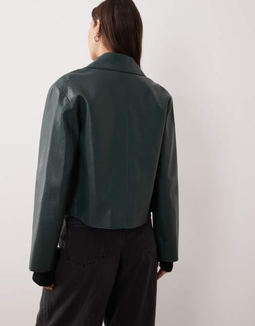Mango - Giacca in pelle sintetica verde, 4 di 4