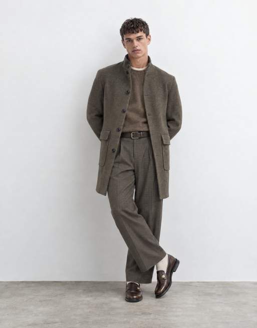 Mango giacca sartoriale con collo alto in misto lana, marrone chiaro, 6 di 9