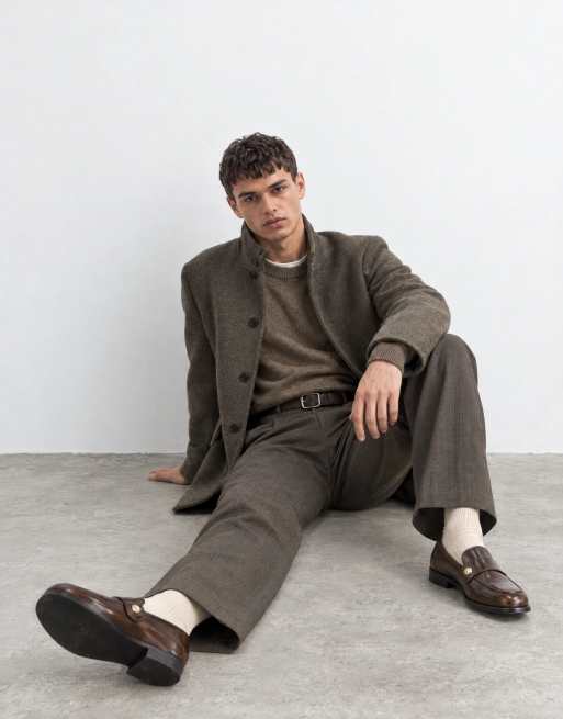 Mango giacca sartoriale con collo alto in misto lana, marrone chiaro, 7 di 9