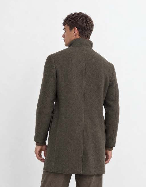 Mango giacca sartoriale con collo alto in misto lana, marrone chiaro, 8 di 9