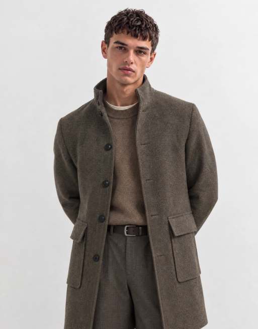 Mango giacca sartoriale con collo alto in misto lana, marrone chiaro, 9 di 9