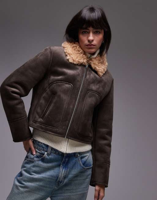 Shearling Jacket Mango Montone Donna Mango Giacca Stile Aviatore