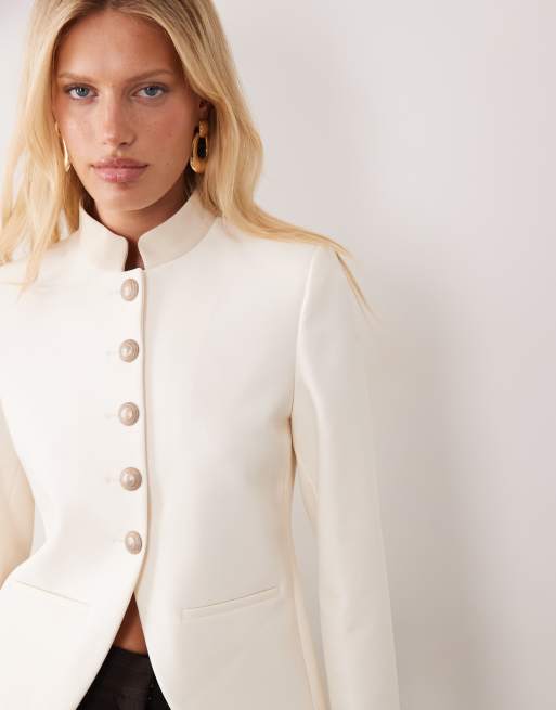 Mango giacca utility con collo alto bianca, 3 di 4