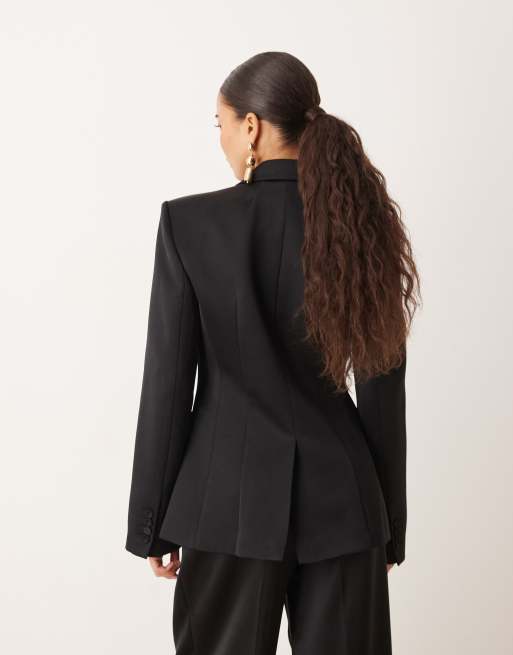 Mango - Gilda - Blazer habillé d'ensemble aspect satin - Noir, 4 de 4
