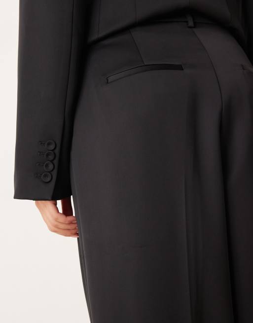 Mango Gilda satin look tailored trouser co-ord in black, 2 of 5