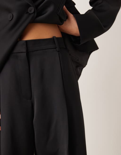 Mango Gilda satin look tailored trouser co-ord in black, 4 of 5