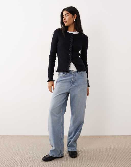 Mango - Gilet à bordures volantées en maille mélangée - Bleu marine, 2 de 4