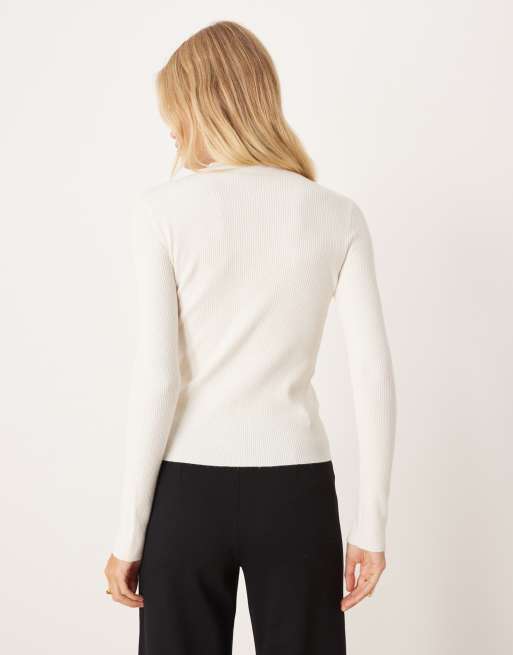 Mango - Gilet à col montant - Blanc, 4 de 4