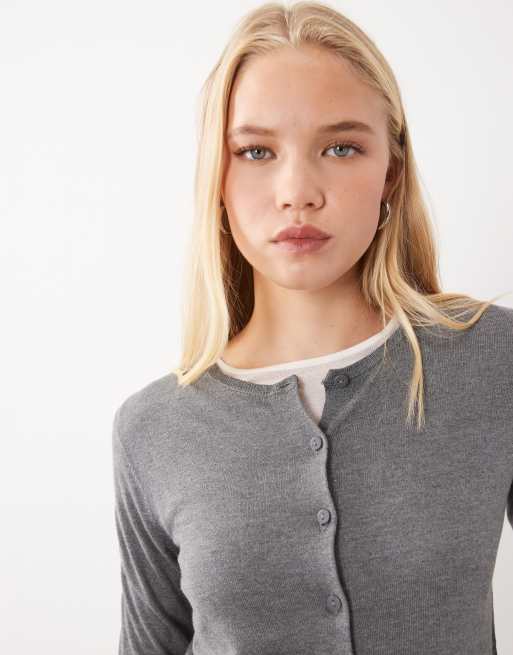 Mango gilet à col rond gris, 2 de 4