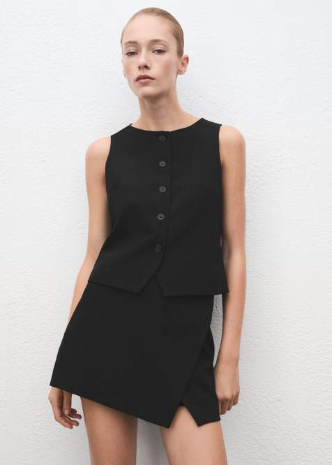 Mango - Gilet accollato nero in coordinato - view 1