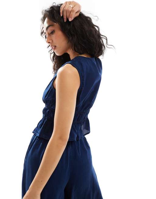 Mango - Gilet allacciato sul davanti blu scuro in coordinato, 3 di 4