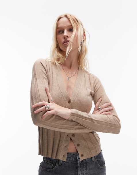 Mango - Gilet boutonné côtelé - Beige - view 1