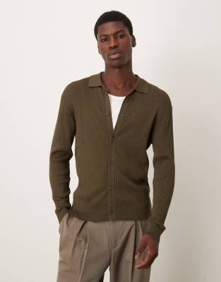 Mango - Gilet côtelé - Kaki-Vert